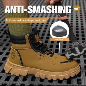 Men’s Lightweight Safety Boots Mid-Cut Puncture-Proof Splash-Proof Large Sizes